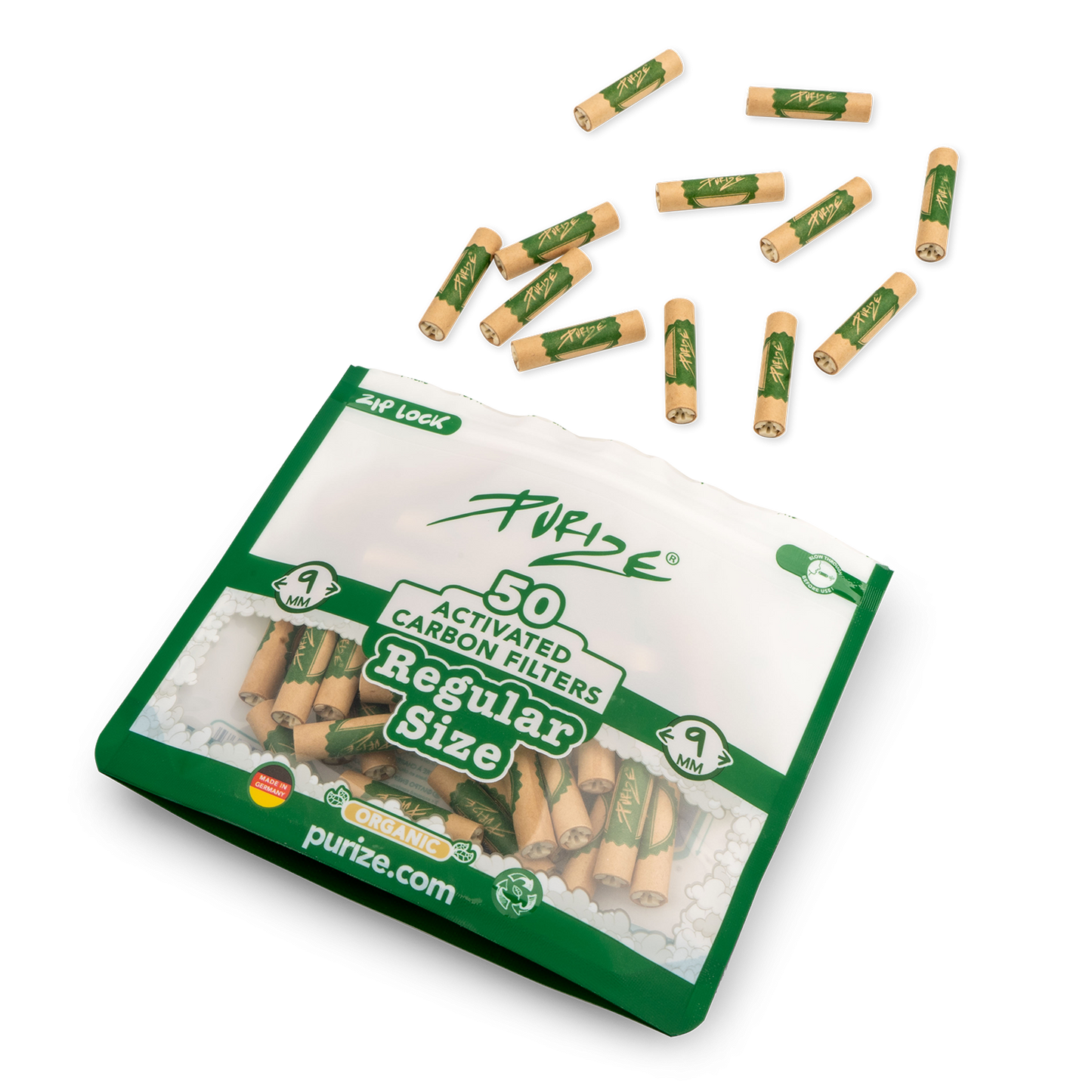 50x PURIZE® REGULAR Size Filters 9mm