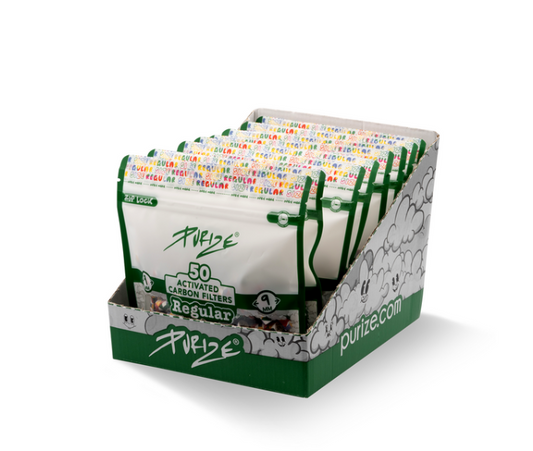 50x PURIZE® REGULAR Size Filters 9mm | Box of 8 Bags