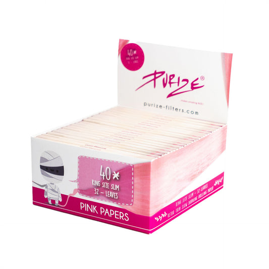 PURIZE® King Size Slim Papers | 32 Papers - Pink Box