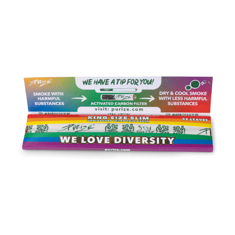 PURIZE® King Size Slim Papers | 32 Papers - Rainbow Box