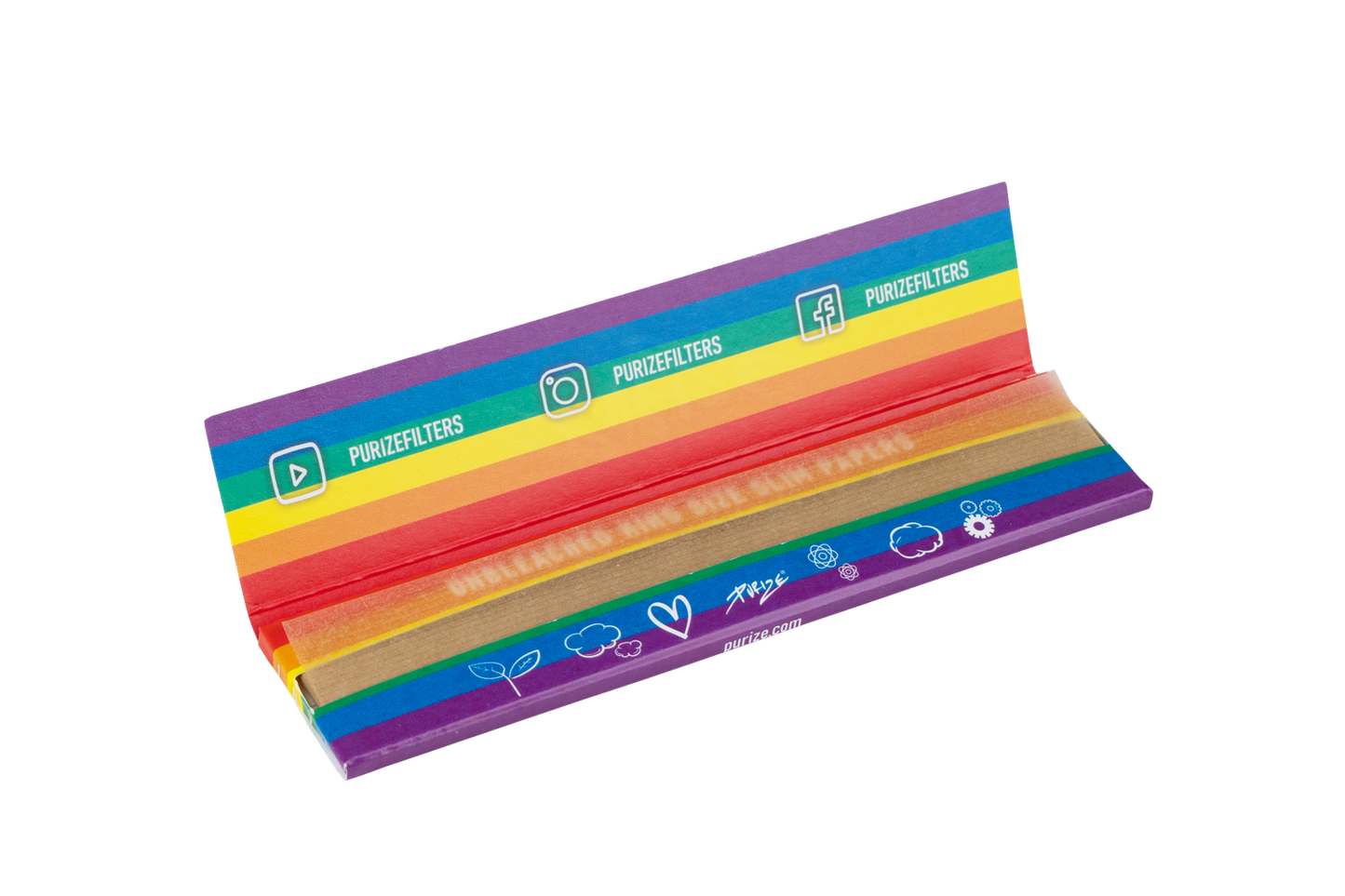 PURIZE® King Size Slim Papers | 32 Papers - Rainbow Box