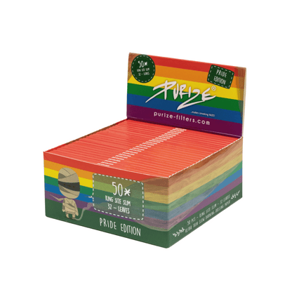 PURIZE® King Size Slim Papers | 32 Papers - Rainbow Box